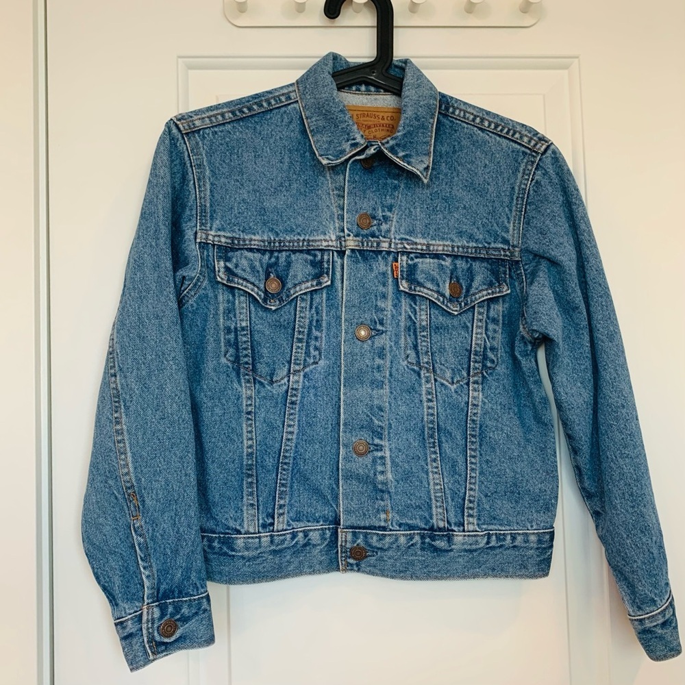 Vintage Levi's Made in Canada Trucker Denim Jacket Orange Tab Classic Blue XS